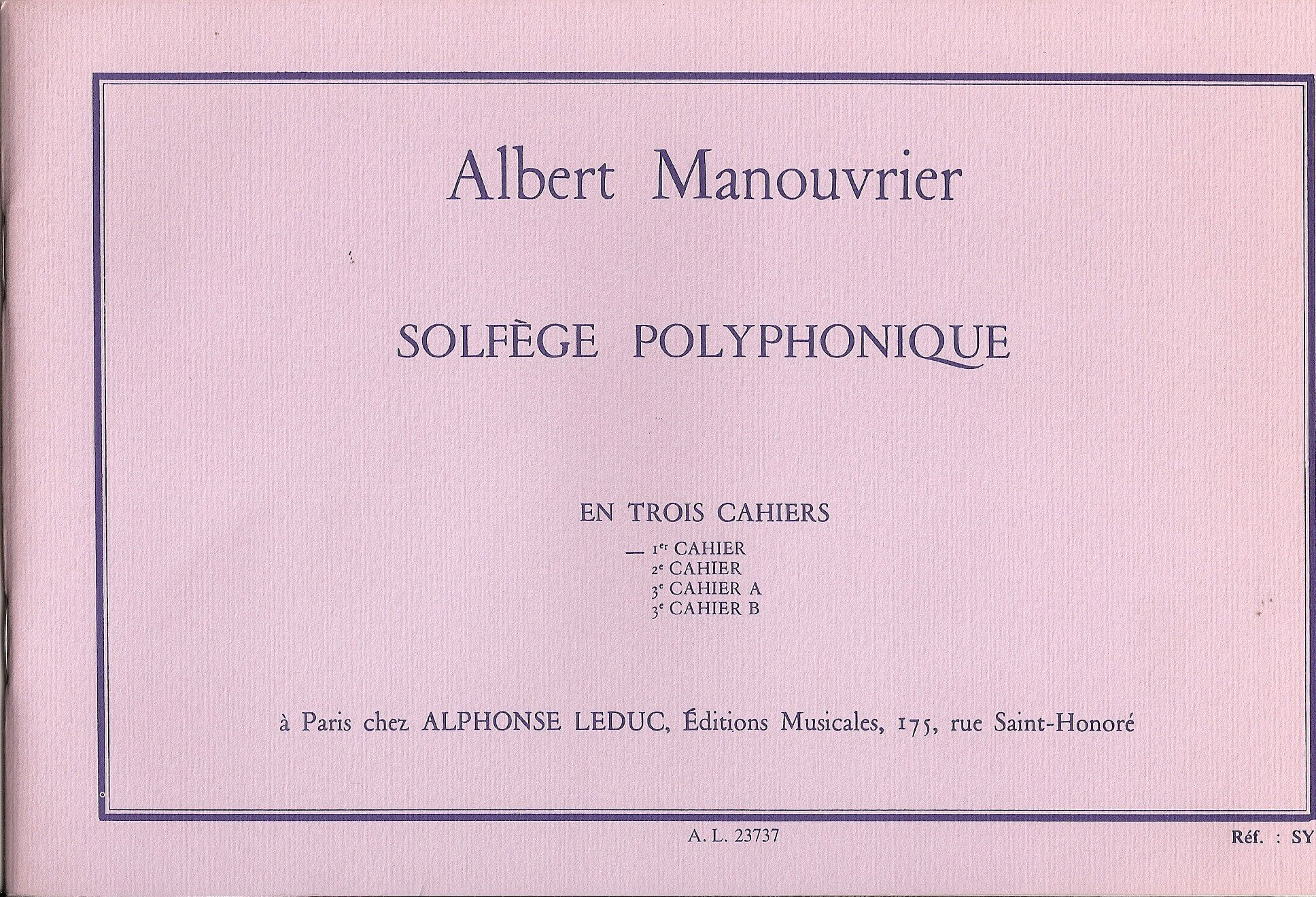 Albert Manouvrier: Solfege polyphonique Vol.1