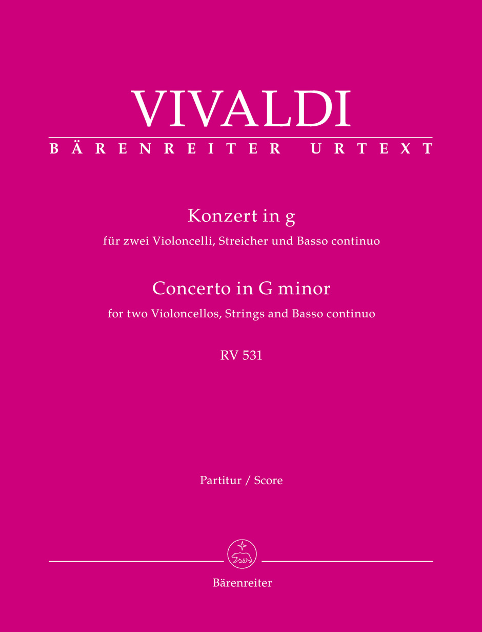 Concerto 2 Violoncellos, Strings and Basso continuo in G minor RV 531 Full Score. Vivaldi