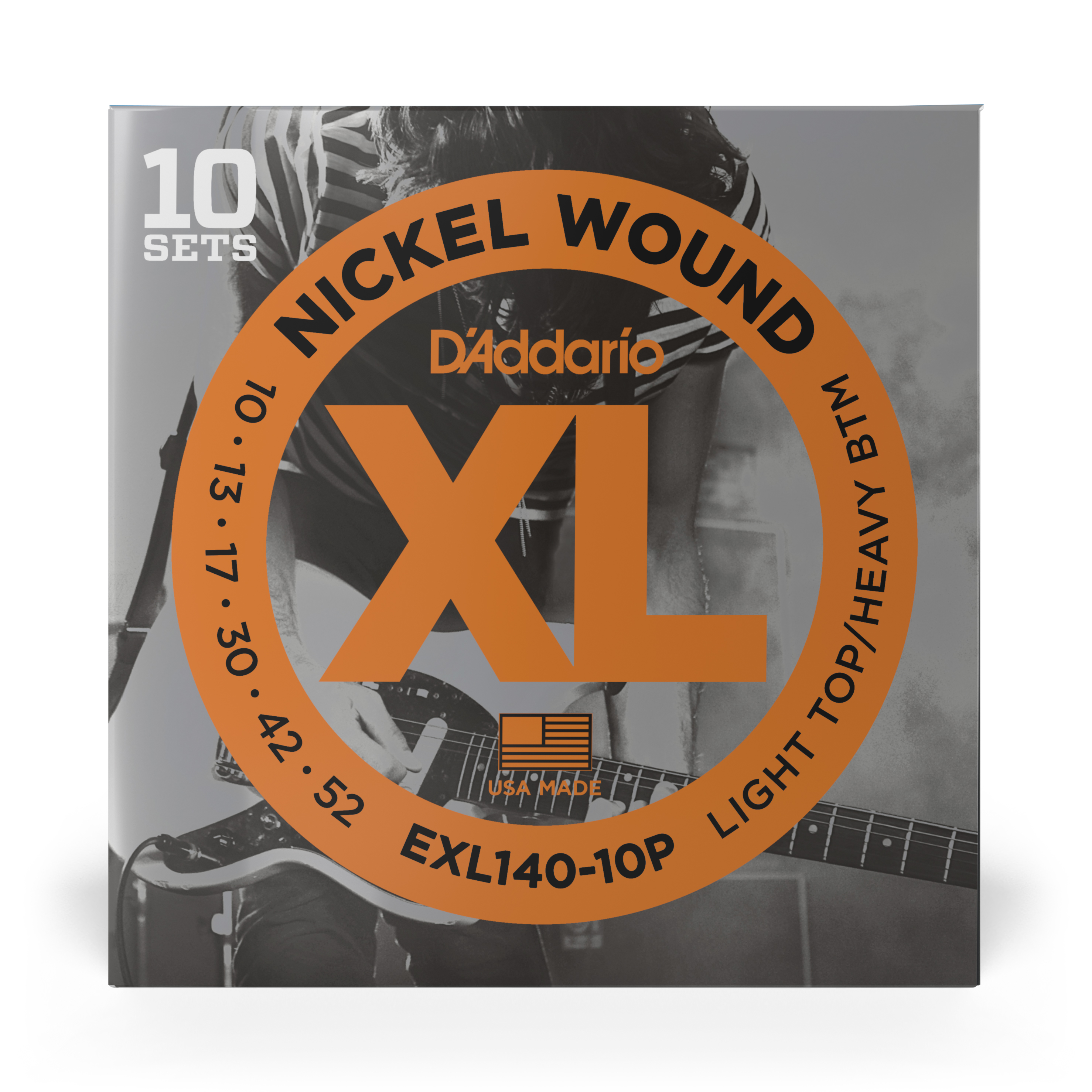 Pack de 10 Juegos de Cuerdas Guitarra Eléctrica D'Addario EXL140-10P 10-52
