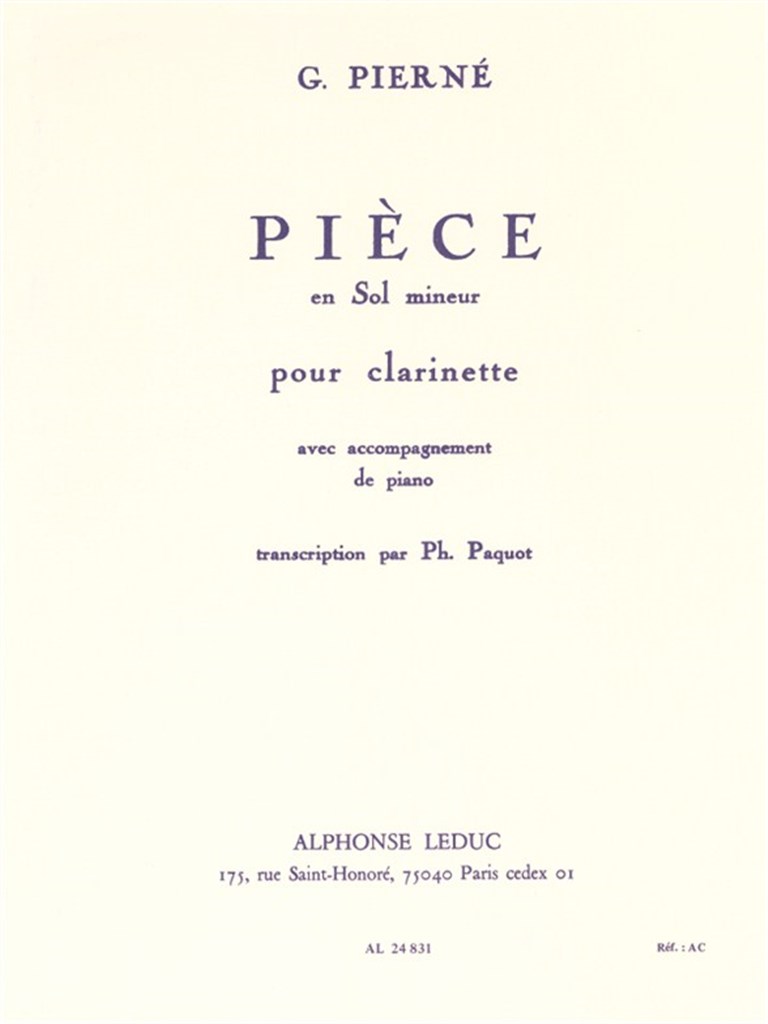 Pièce in G minor (Clarinet).