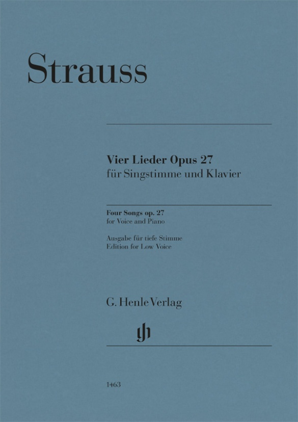 Four Songs op. 27 for Low Voice and Piano . Strauss